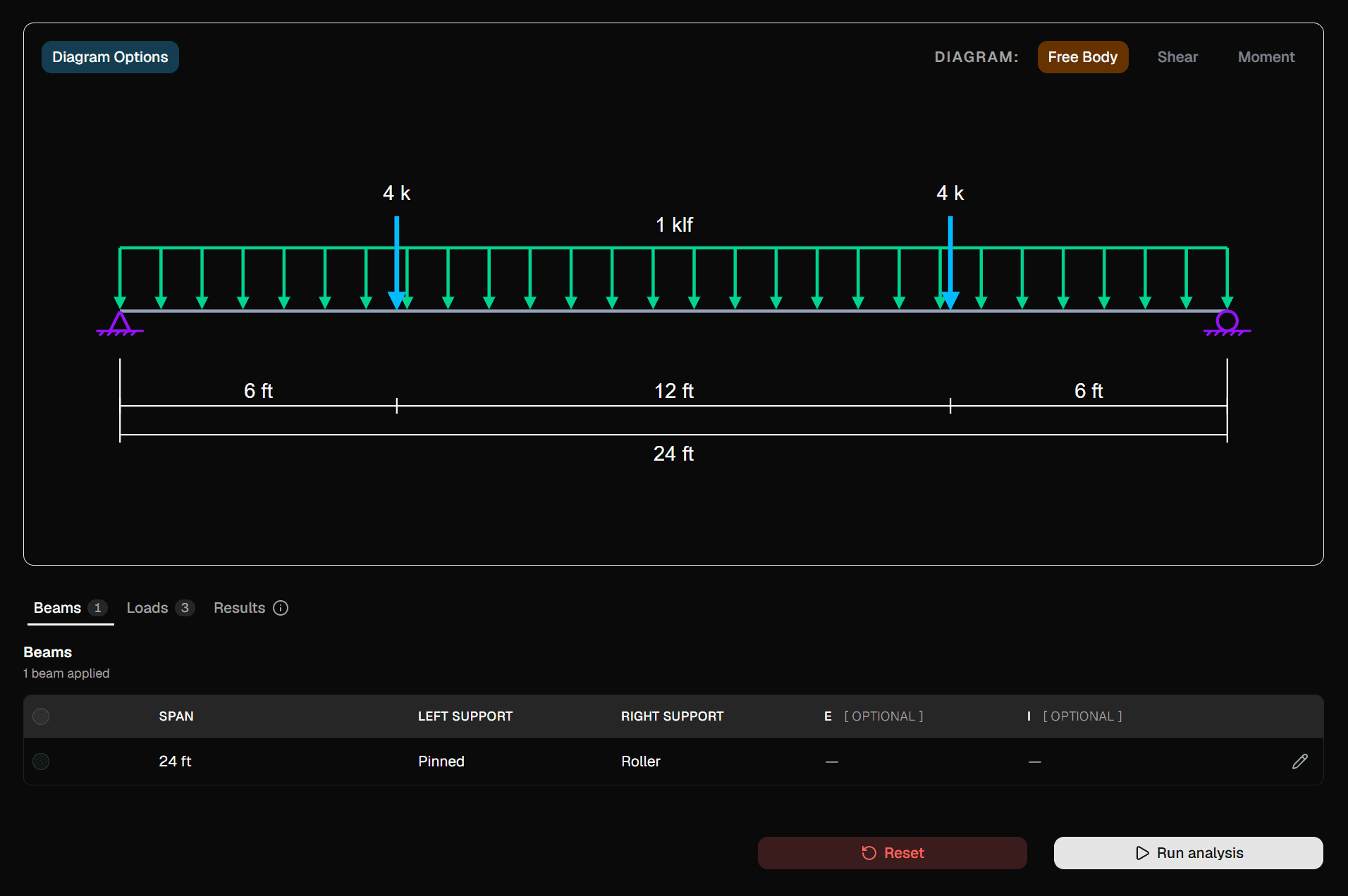 Beam Analysis Interface